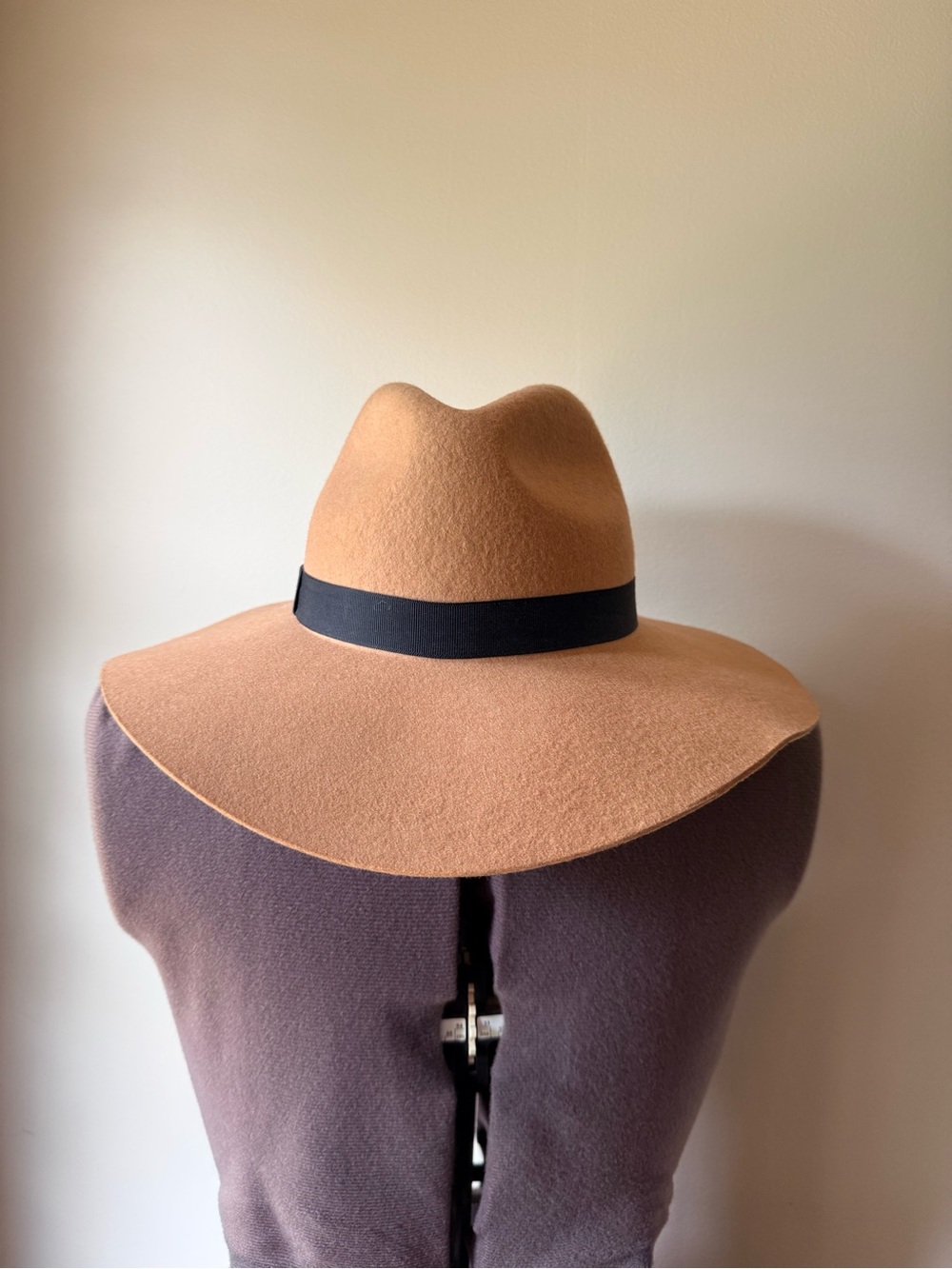 Topshop Camel Wide Brim Hat with Black Band